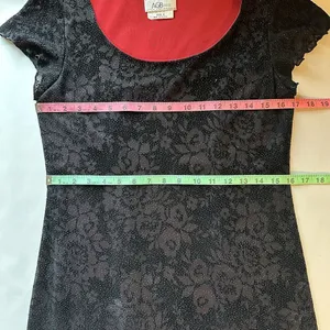Vintage Y2K AGB Black Sparkle Floral Hi-Low Dress Sz 6 | Goth Party Made‎ in USA thumbnail 10