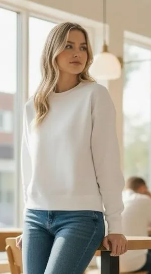 Abound Womens White Fleece Cropped Sweatshirt thumbnail 1