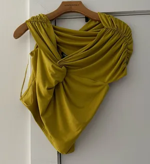 yellow express satin top size small thumbnail 1