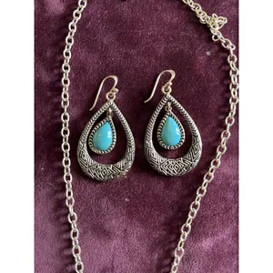 Barse Cactus Flower Turquoise Cluster Pendant Necklace and earrings thumbnail 8