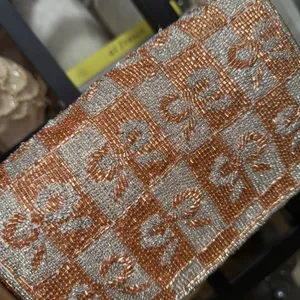 Anthropologie Fiona beaded shoulder bag bows metallic bronze mixed coquette thumbnail 3
