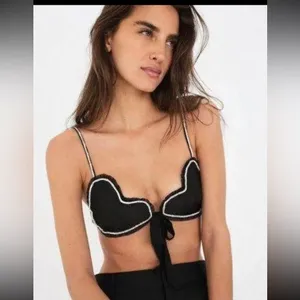 For Love and Lemons Cora heart bra sequin top NWT thumbnail 2