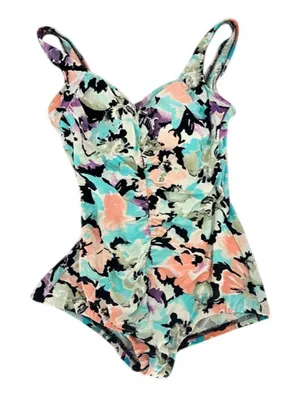 VTG Maxine Of Hollywood 14 Retro Inspired Floral One Piece Bathing‎ Suit Pinup thumbnail 1