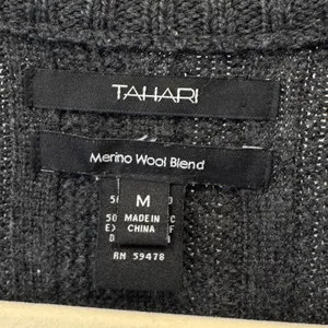 Y2K‎ Tahari Merino Wool Blend Ribbed Cardigan Sweater Gray Toggle Closure Medium thumbnail 6