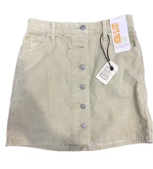 (RFB2) Levis Fresh Premium Corduroy Mini Skirt Size 26 Cream/Sage NWT Button Fly thumbnail 1