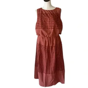 NWT $148 Jennifer & Grace 2PCS Set Eyelet Auburn Rust Terracotta Orange Large thumbnail 4