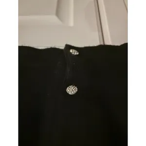 Kasper Separates Black V-Neck Cardigan Rhinestone Button Wool Blend XL thumbnail 5