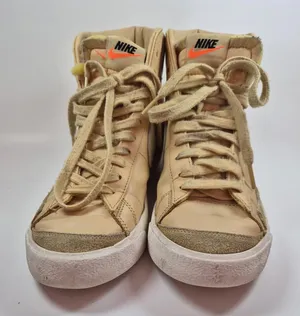 Nike Womens 9 Blazer High Top Sneakers Tan Pink Faux Leather thumbnail 1