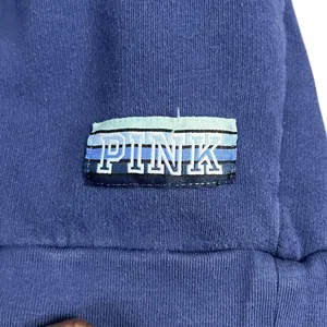 Victoria's Secret PINK Sweatshirt Navy Blue Striped Logo Pullover - Size Large thumbnail 4
