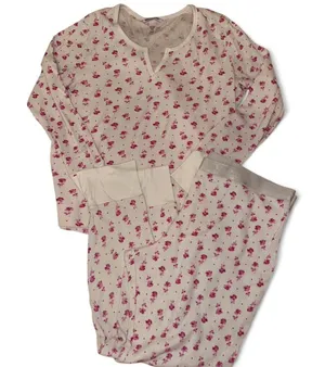 Victoria's Secret floral thermal long sleeve top and jogger pajama set. thumbnail 1