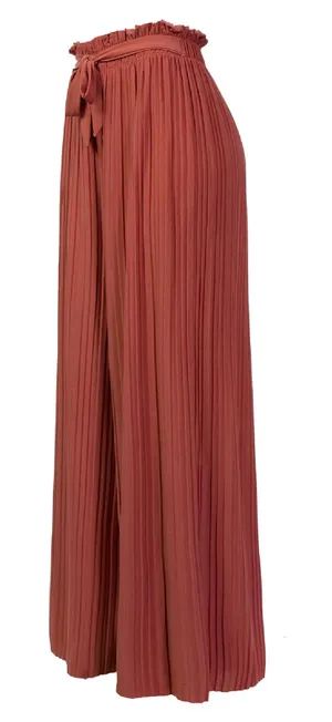 Macy's Burnt Orange Wide Leg Tie Waist Palazzo Pants XS thumbnail 1