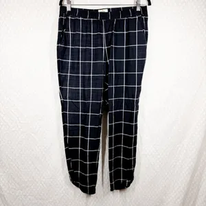 Marine Layer Black‎ White Allison Windowpane High Rise Pants thumbnail 3