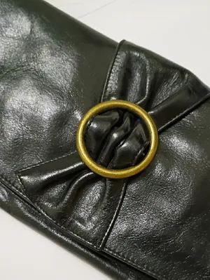 Hobo International Black Leather Clutch with Gold Ring Accent thumbnail 2