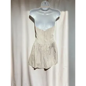 MORE TO COME Yolani Mini Dress XS NWOT Striped Halter Neck Pleated Skirt Revolve thumbnail 10