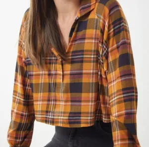 Urban outfitters cropped plaid shirt sz l thumbnail 1
