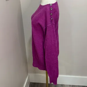 J CREW fuchsia wool blend‎ light weight sweater medium thumbnail 3