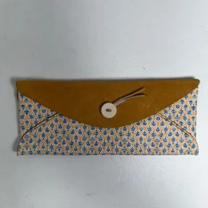 Anthropologie Georgia Penil Pouch Envelope Clutch Mustard Yellow Suede Boho Bag thumbnail 3
