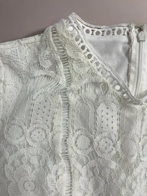🦢 Blu Pepper Off-White Floral Lace Dress | Women’s Sz Med thumbnail 9