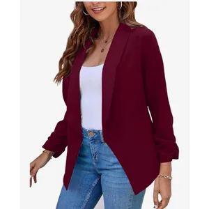 NEW Cropped Formal Open Front Blazer Long Sleeve Loose Blazer L thumbnail 5