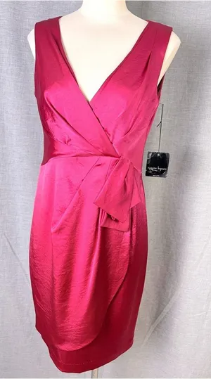 Nanette Lepore Pink Sleeveless‎ V Neck Cocktail Dress Date Night Office Siren 8 thumbnail 1