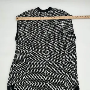 Chico's Sweater Vest Womens M 8 Chicos 1 Black White Knit Fringed READ thumbnail 8