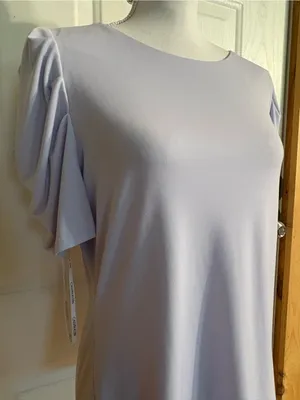 Calvin Klein Lilac Puff Sleeve Short Sleeve Top NWT size Large thumbnail 2