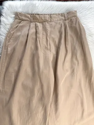 Abercrombie Tan Pleated Wide Leg Trousers thumbnail 2
