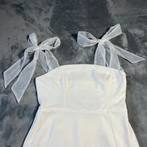 NEW Lulus Beaming Perfection White Pearl Organza Tie-Strap Mini Dress Size XL thumbnail 6