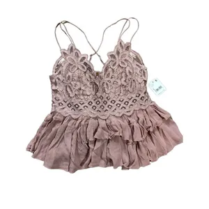 Free People Adella Cami in Dusty Mauve‎ NWT Sz L thumbnail 2