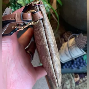 Authentic COACH Signature Coated canvas/stripes zip top card wristlet thumbnail 10