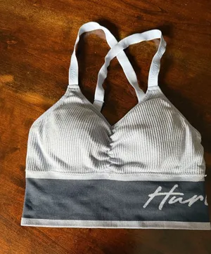 Hurley Light Gray Ribbed Sports Bra with Adjustable Straps thumbnail 1