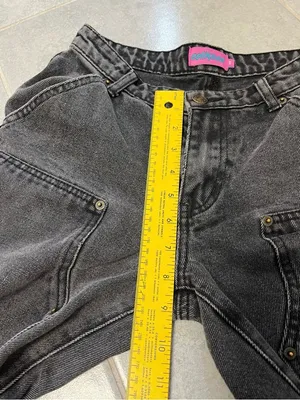 Edikted Black Wide Leg Carpenter Jeans with Front Patch Pockets thumbnail 10