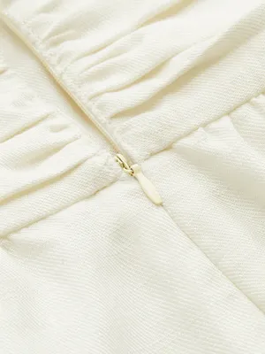 Commense Off White Tencel Ruched Waist Wide Leg Jumpsuit M NWT thumbnail 4