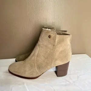 Tory Burch | Porcini Suede Sabe Ankle Booties In Gray Size 9 Leather Round Toe thumbnail 3