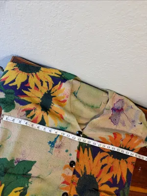 Vintage Sunflower Watercolor Sweater Cardigan thumbnail 6