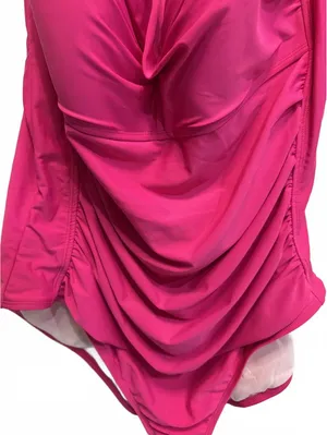 Sonnet Shores Malibu Pink One Piece Ruched Plus Size Swimsuit 24W thumbnail 5