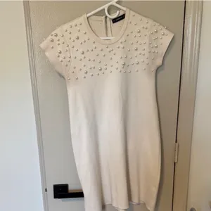 Zara Cream Sweater Dress with Pearl Details thumbnail 2
