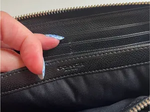 Coach Black and Gray Signature Zip Wallet thumbnail 13