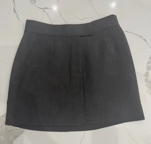 Meshki Charcoal Gray Mini Skirt - Tailored Clean Cut thumbnail 1