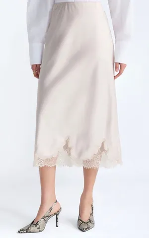 Lace trim midi skirt Tan Size XXL thumbnail 1
