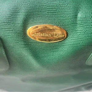 Vintage Christian Dior Perfumes Emerald Green PVC Large Green Travel Bag thumbnail 3