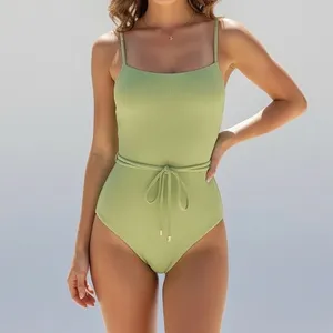 MONDAY SWIMWEAR Whitehaven Crinkle One Piece Swim, Olive Green, V (US12/14) thumbnail 4