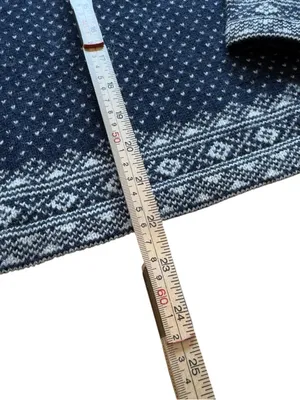 Paris Sport Club Shetland Wool Fair Isle Quarter Zip Sweater Small Nordic Knit thumbnail 10
