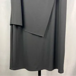 bar III Dress Womens Medium Black Drapey Sleeveless Keyhole Button Cocktail Midi thumbnail 7