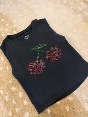 Urban Outfitters Rhinestone cherry black open back tank top women’s size M thumbnail 3