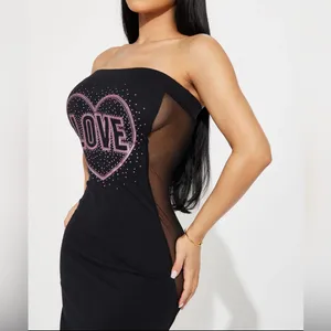 Love/Heart Pink Stones Midi Dress - Black; Size Size Large 11/13 thumbnail 3