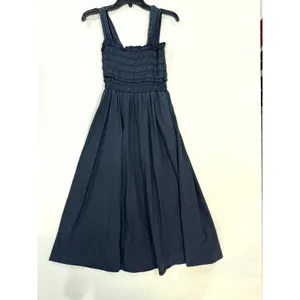 Club Monaco Cotton Smocked Midi Dress black thumbnail 6