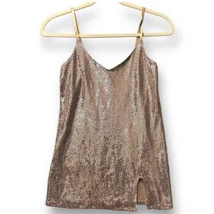 NWT Bebe Women's XS Rose Gold‎ Sequin Top Sleeveless Y2K Festival Glam NYE Club thumbnail 2