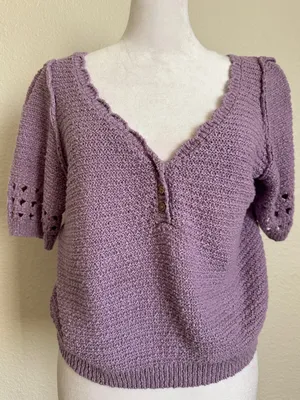 FREE PEOPLE Bree Cropped Pullover in Glimmer in Lilac Purple Sz. Medium thumbnail 8