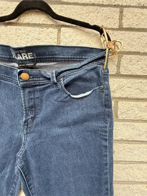 New York & Company Dark Indigo Wide Leg Flare Jeans thumbnail 7